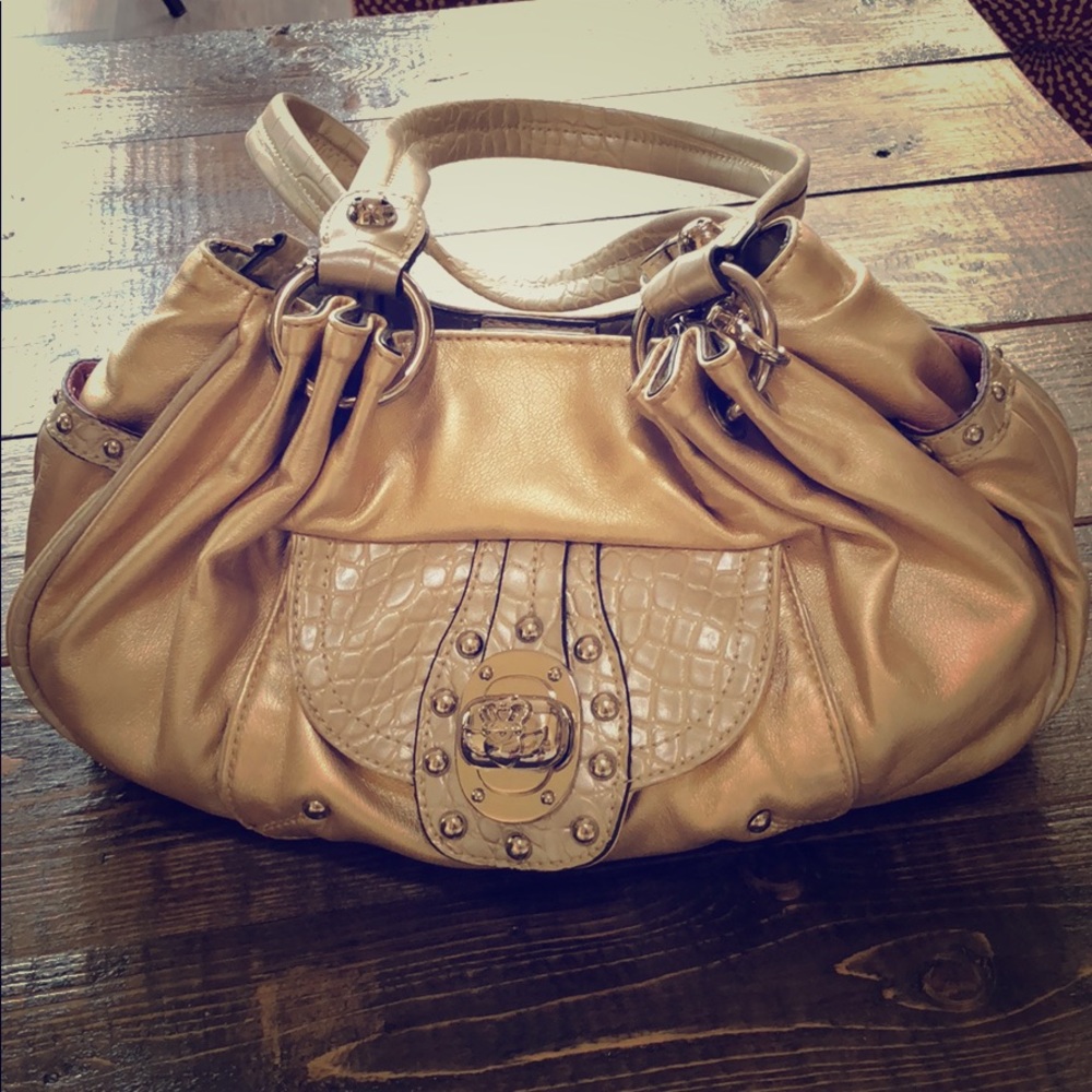 SALE! Kathy Van Zeeland Metallic, Soft Gold Purse.